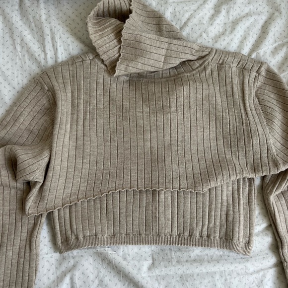 Princess Polly Two Piece Set Cruiser Sweater Ribbed Beige NWT - Picture 5 of 7